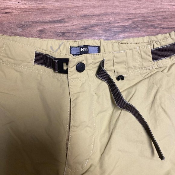 REI Cropped Pants Capri Sz 6 28W Beige Hiking Capris UPF 30+ Belted  - Picture 2 of 4